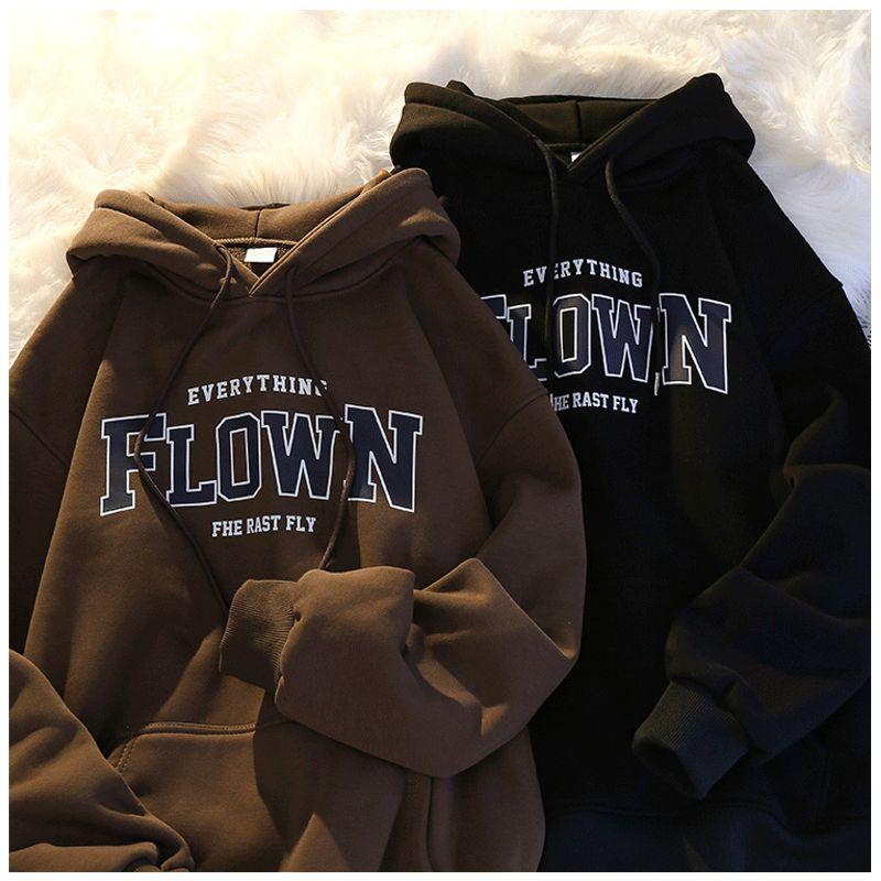 

Velvet Padded Thickened Sweater 2025 New Arrival Women s Winter American Retro Hooded Loose BF Style Autumn Leisure Outwear Black M