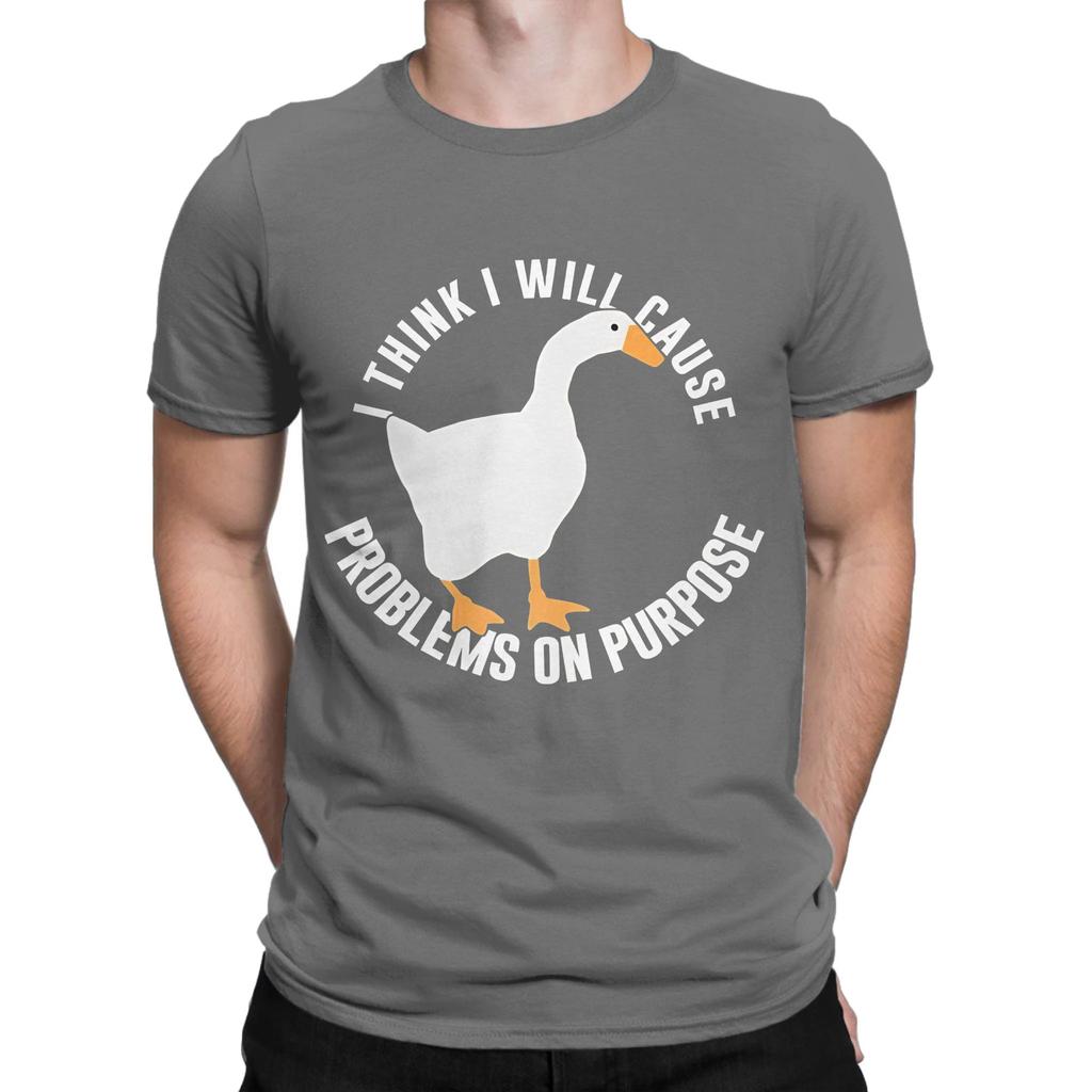 Untitled Goose Game I Think I Will Cause Problem On Purpose Funny 100 Cotton TShirt Untitled Goose Game Tops Tees For Unisex
