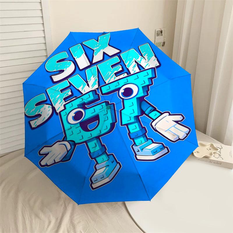 

1PC Six Seven Bot Umbrella-8-Rib Reinforced, Automatic Open, Lightweight & Durable, Cute Fashion Accessory for Outdoor-T303