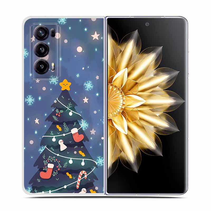 For Honor Magic V2 Case VER-AN1 Christmas Cute Clear Hard Plastic PC Back Cover For Huawei Honor Magic V2 5G Coques Cartoon Bags