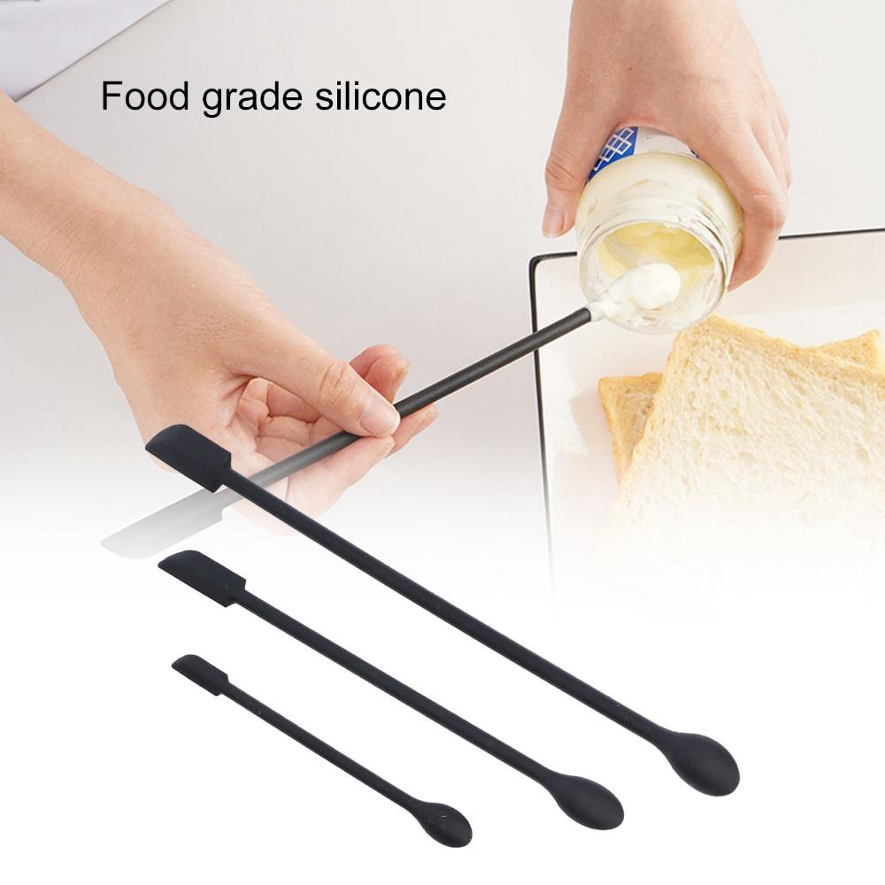 3pcs Long Handle Silicone Spatula Set Double Head Spatula Beauty Product Scraping
