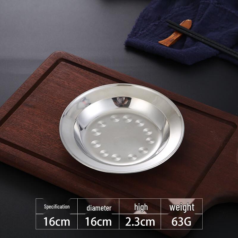 Yuzhuxun 16cm Stainless Steel Shallow Dish Plate