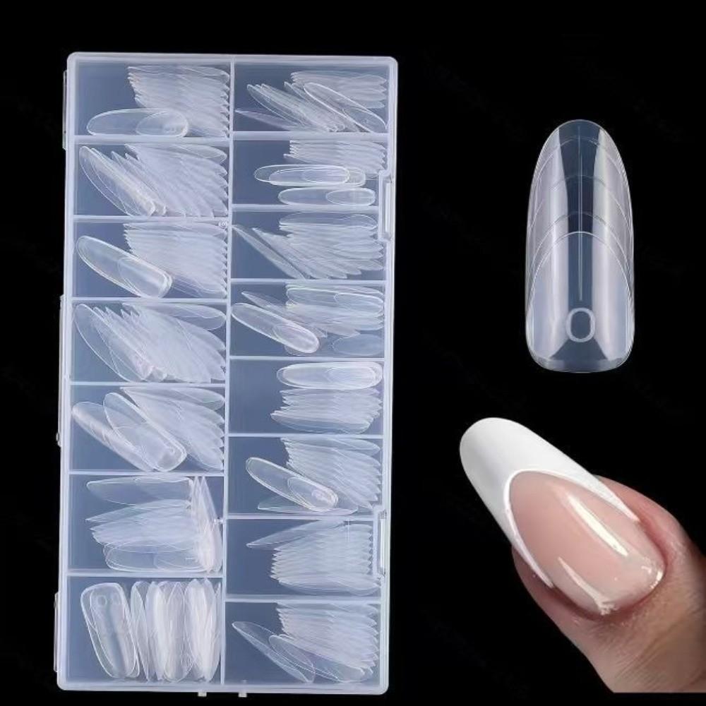 150Pcs Transparent Full Cover Nail Tips 15 Sizes Space Nail Forms Sandwich Nail Forms  Home Salon