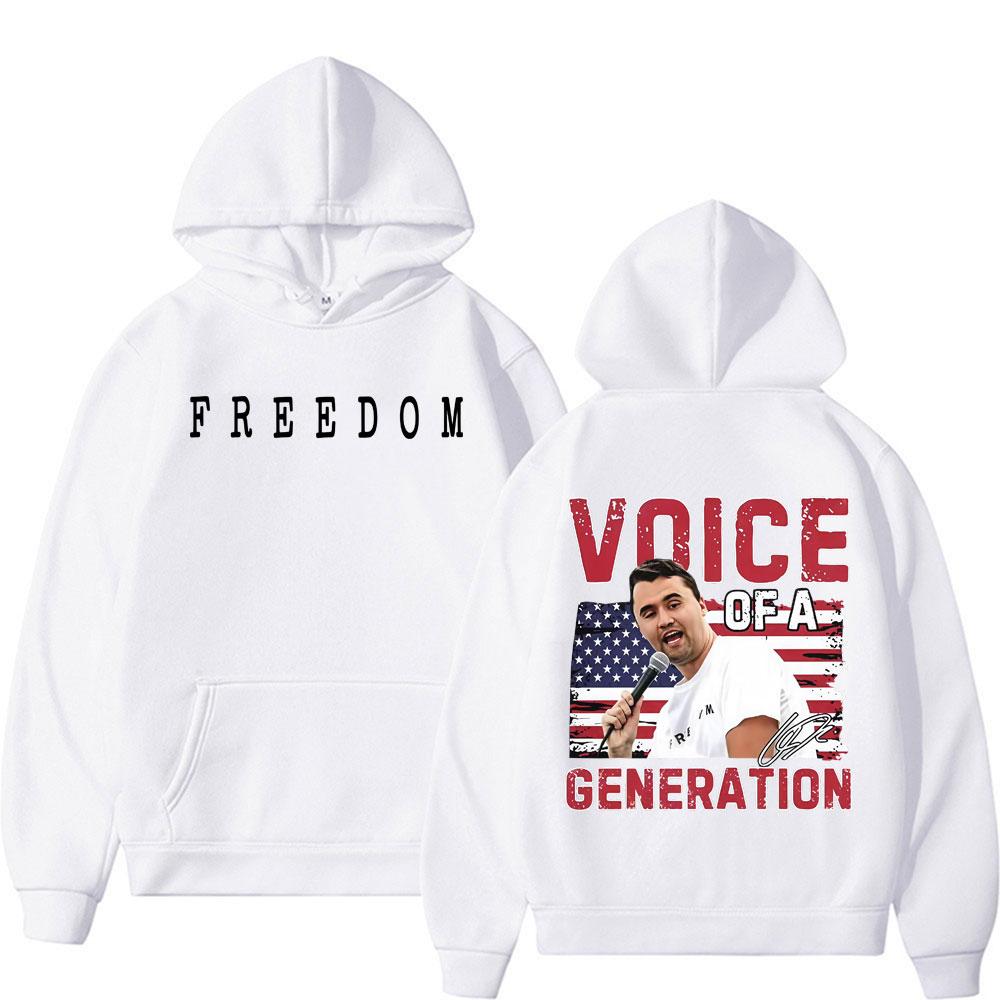 Charlie Kirk Voice of A Generation Vintage Sweatshirt Men Women Fashion Gothic Hoodies Cotton Casual Oversized Hoodie Streetwear