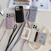 Applicable To Iphone17promax Apple 14 Flip Card Bag, Xiaoxiangfeng Rhombus Messenger Phone Case Ip16E Female