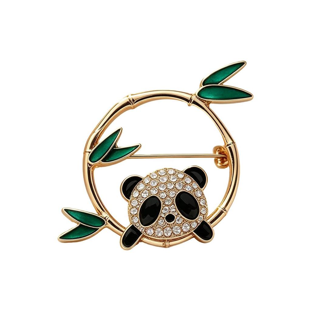 Cute New Chinese Style Panda Brooch for Women, Chinese Style Daily Bamboo Report Safety Brooch, Festival High Rise Small Exquisite Pin