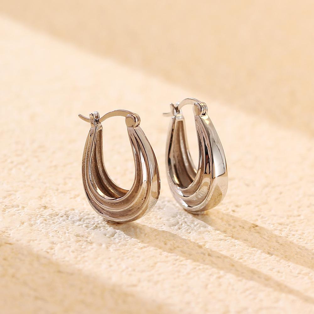 S925 Silver High-End Cross Border Classic Versatile Ear Buckle Earrings for Women 925 Silver платиновый
