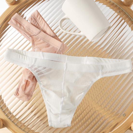 Herren String Einfarbig Hüfttief Slim Fit Sportlicher String Unterwäsche mit U-förmigem Beutel Hohe Elastizität Slips