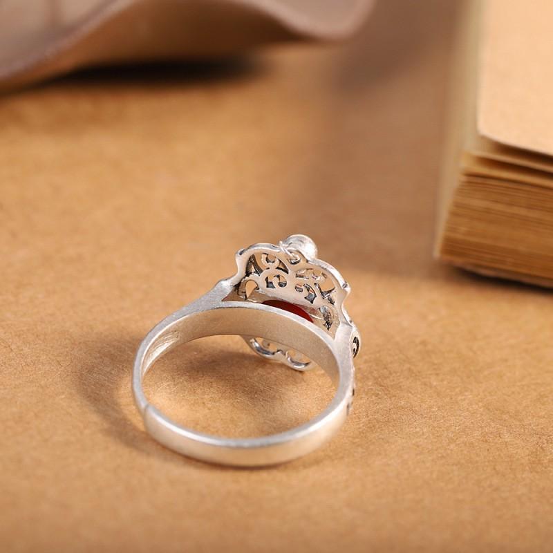 Adjustable Vintage Oxidized Double Fish Kiss Ring Women Minimalist Elegant Open Band Statement Jewelry