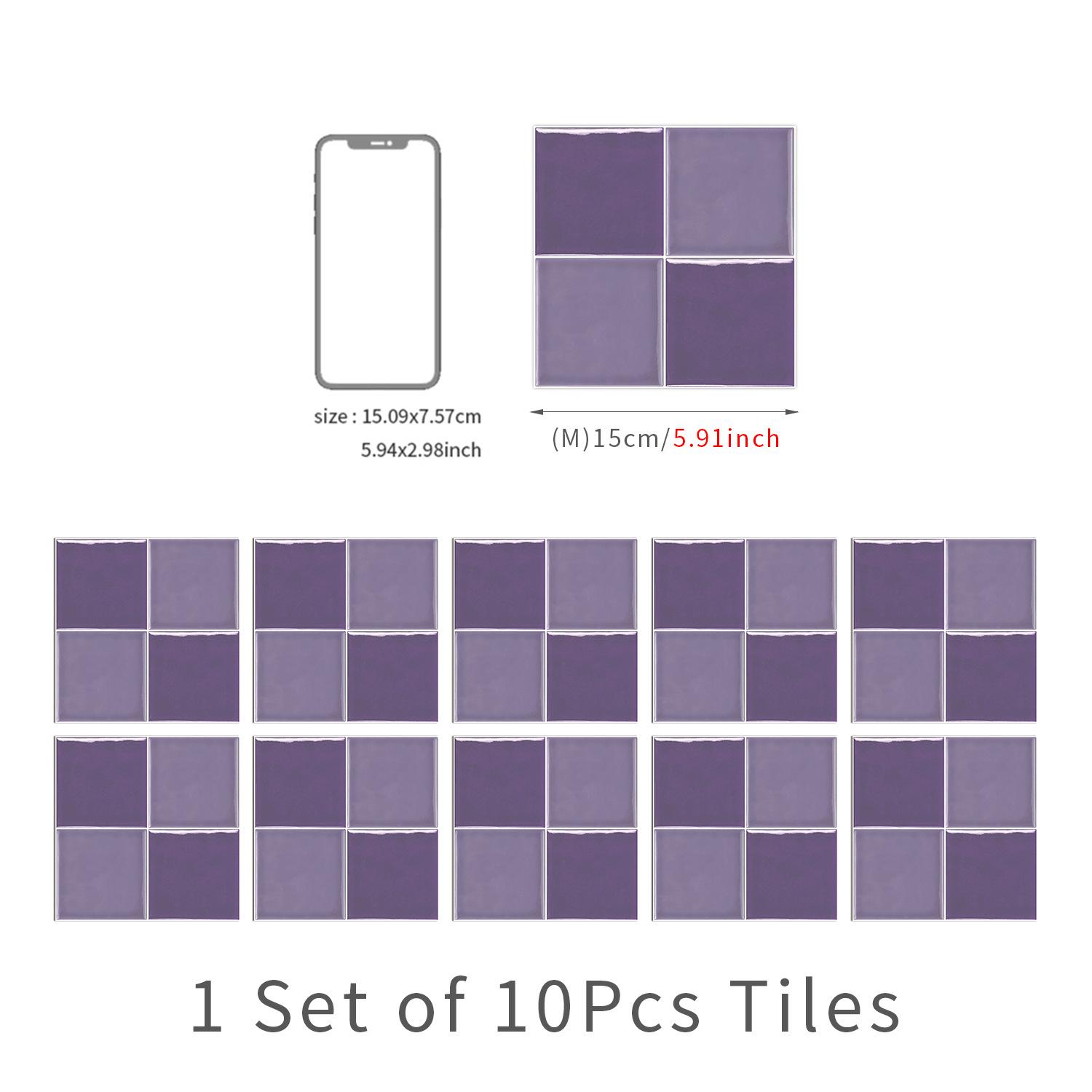 

10 Pieces Of Provence European Ceramic Tile Sticker Thickened Crystal Film Waterproof And Anti-Fouling Kitchen Bathroom Square Wall Sticker 15x15cmx10 pieces