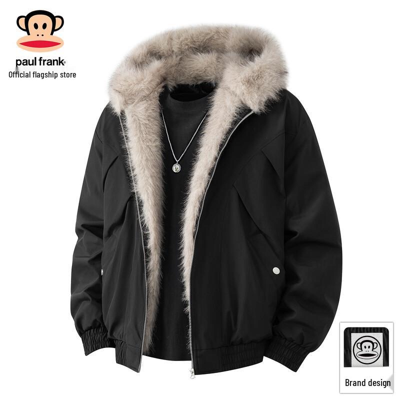 Paul Frank Men s Winter Cotton Jacket with Fur Collar 2XL