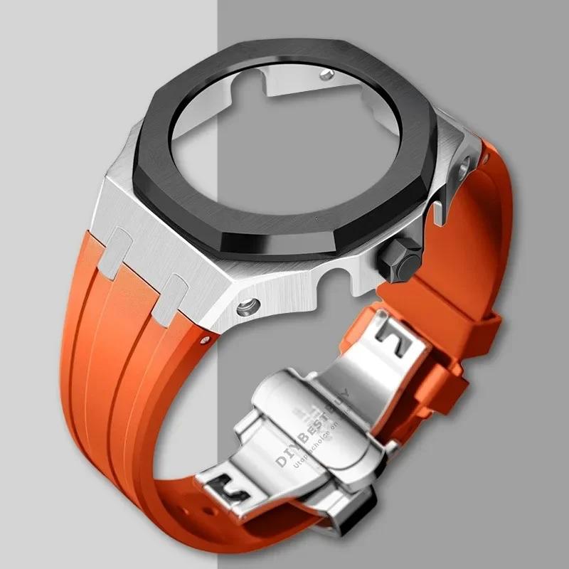 Ny Gen5 Casioak-fodral i rostfritt stål för G-Shock GA2100 Mod-kit Modifieringssats Metallram gummiband för GA2110 GAB2100