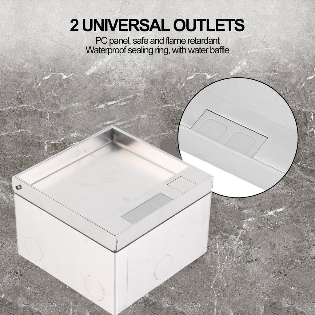 Embedded Socket Box Stainless Steel Dual Outlets Universal Desktop Floor Power Socket AC250V 4000W