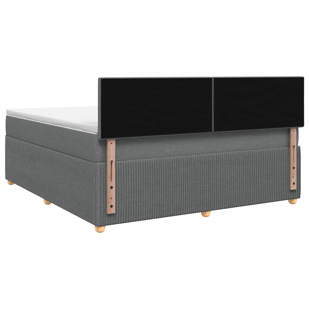 Box Spring Bed with Mattress Dark Gray 140 x 190 cm Fabric
