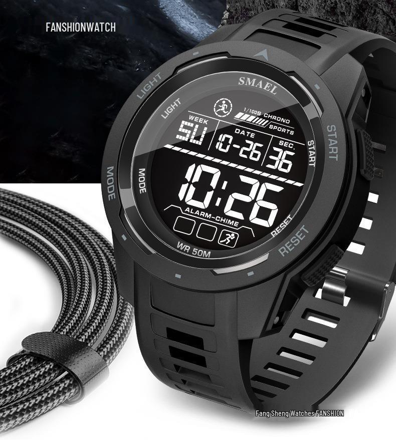 SMAEL Men's Outdoor Sports LED Watch - Waterproof, Multifunctional with Night Light
