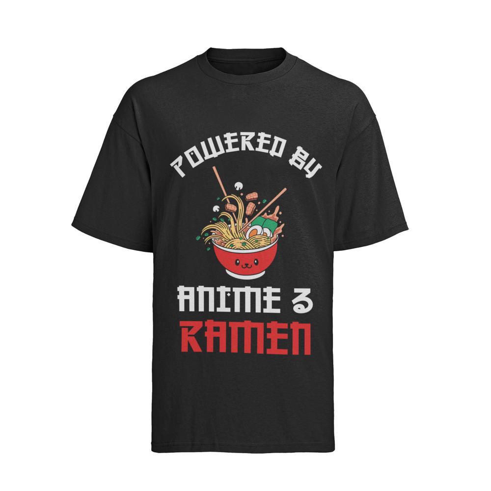 Powered-by-Anime-amp-Ramen Otaku Anime Fan Herren Shirt  Baumwolle