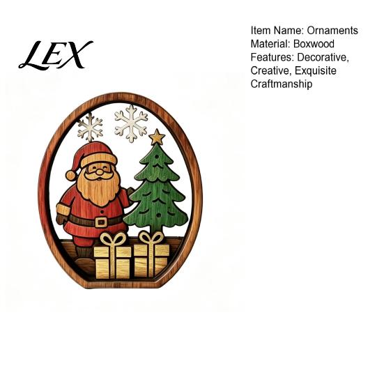 Handmade Wooden Holiday Signs 3Pcs Christmas Santa Claus And Tree Ornaments, Oval Table Boxwood Ornaments Centerpiece, Solid Wood Desktop Ornament for