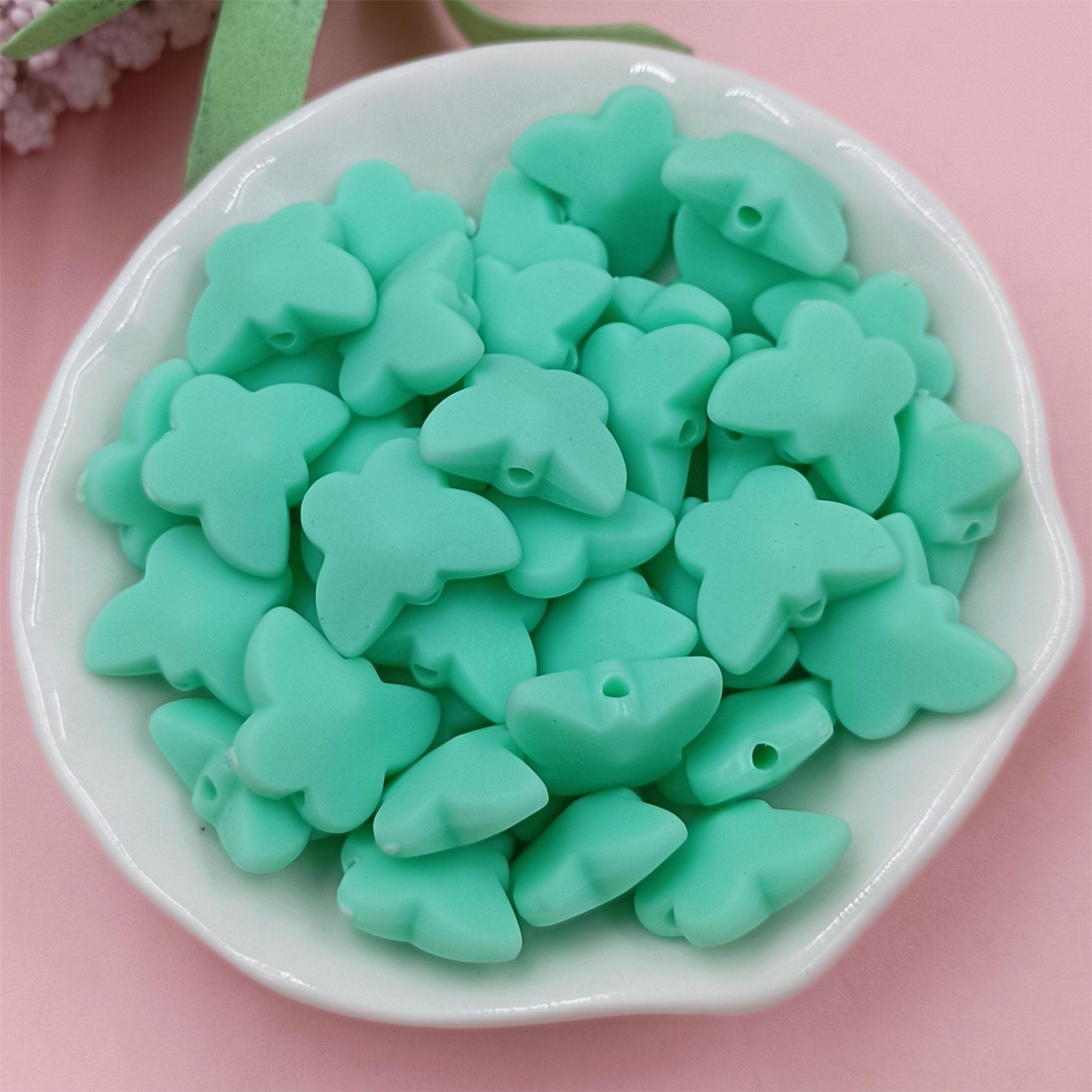 

Высококачественные свободные бусины (14-10)* 12 мм модные бусины-бабочки ожерелье 50 шт. DIY браслеты для изготовления ювелирных изделий резиновые циан