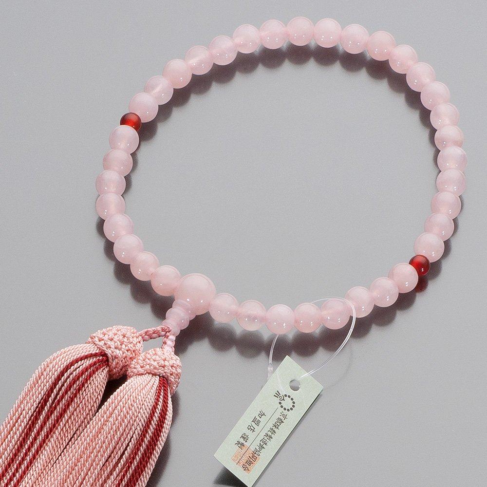 Buddhist Altar Buddhist Prayer Rose Quartz and 7mm Silk Prayer Bead Suitable for All Kyoto Certificate Included [Takita Shop] Women's Beads, Agate,