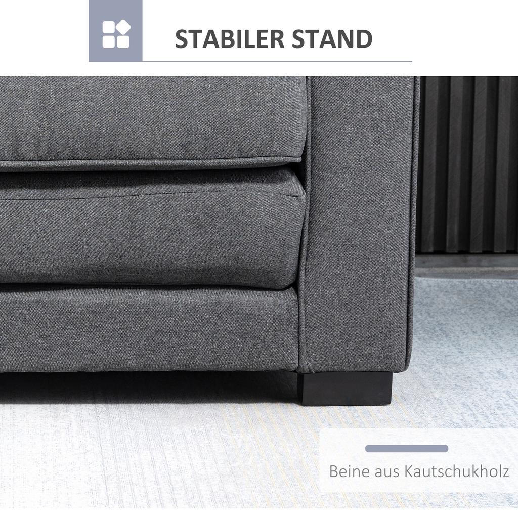 Sleeper Sofa Folding Sofa 2-Seater Fabric Sofa Sofa Bed Sofa with Sleep Function Sofa Set Linen-Touch Rubberwood Gray 147.5 x 75 x 85 cm