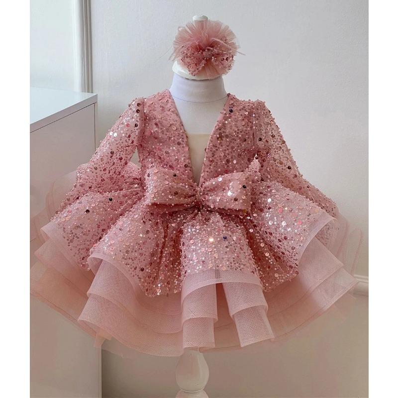 Mädchen Kleid Rosa Mit Pailletten & Tüllrock – Süßes Tutu-Kleid Für Hochzeit, Party & Alltag (Gr. 98-122)