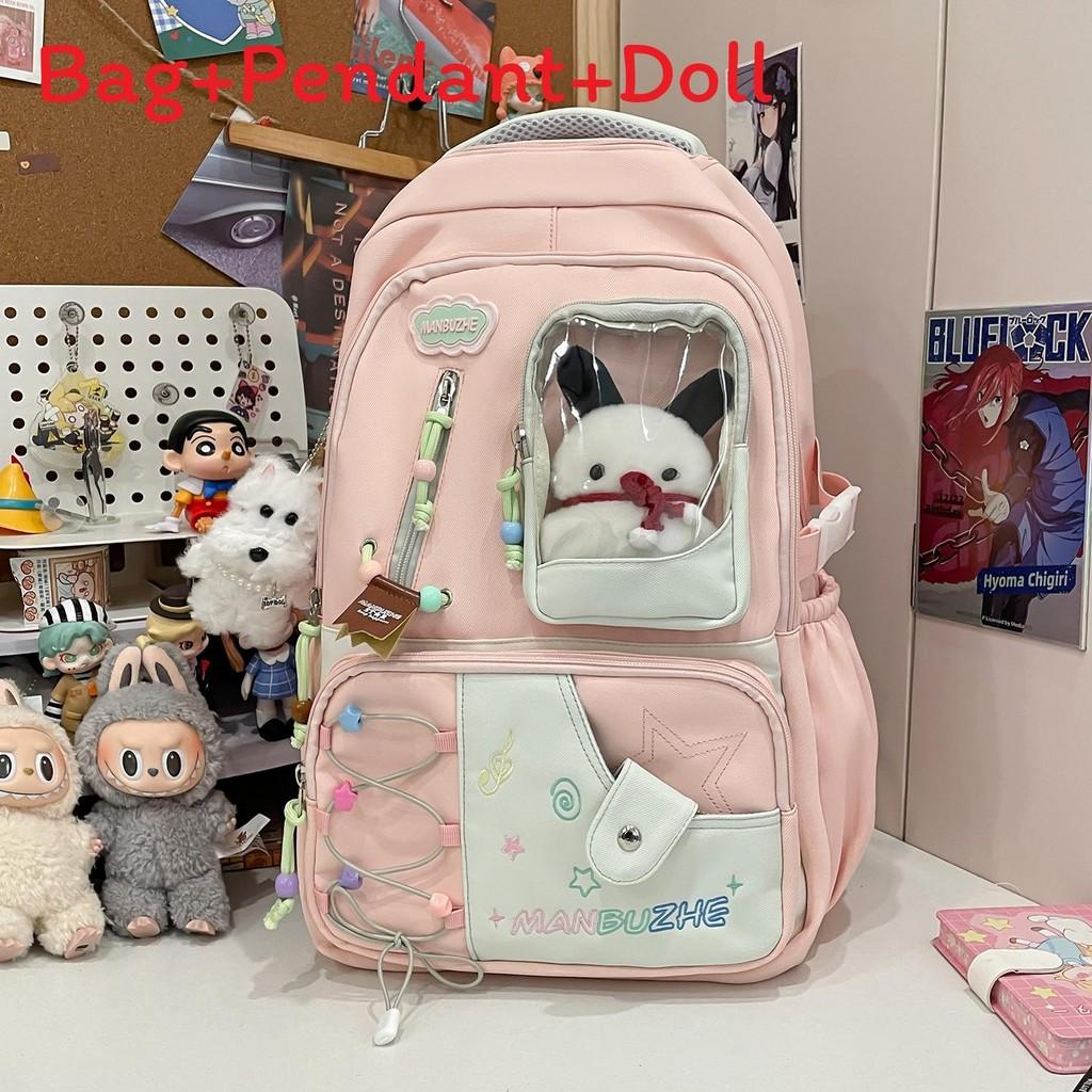 Lightweight Letter Pattern Nylon Travel Backpack For School And Outings Weekend