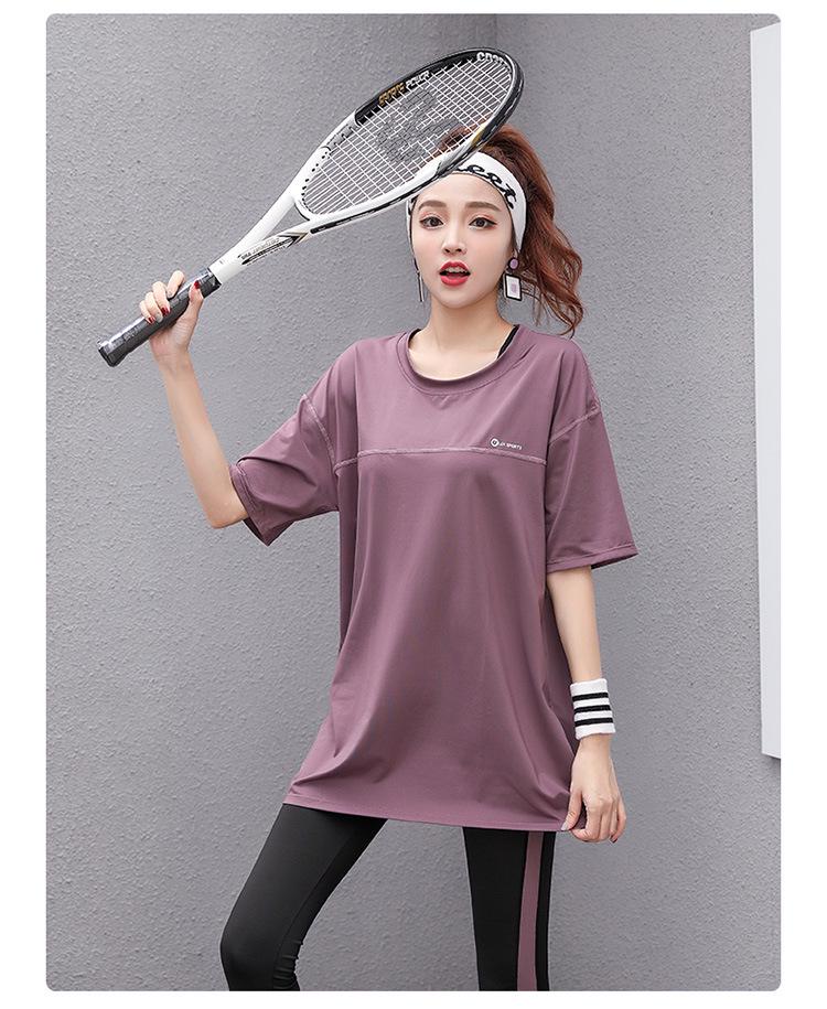 Plus Size Sporty Yoga Three-Piece Set - Breathable, Loose-Fit, Quick-Dry Short Sleeve Fitness Wear for Spring/Summer