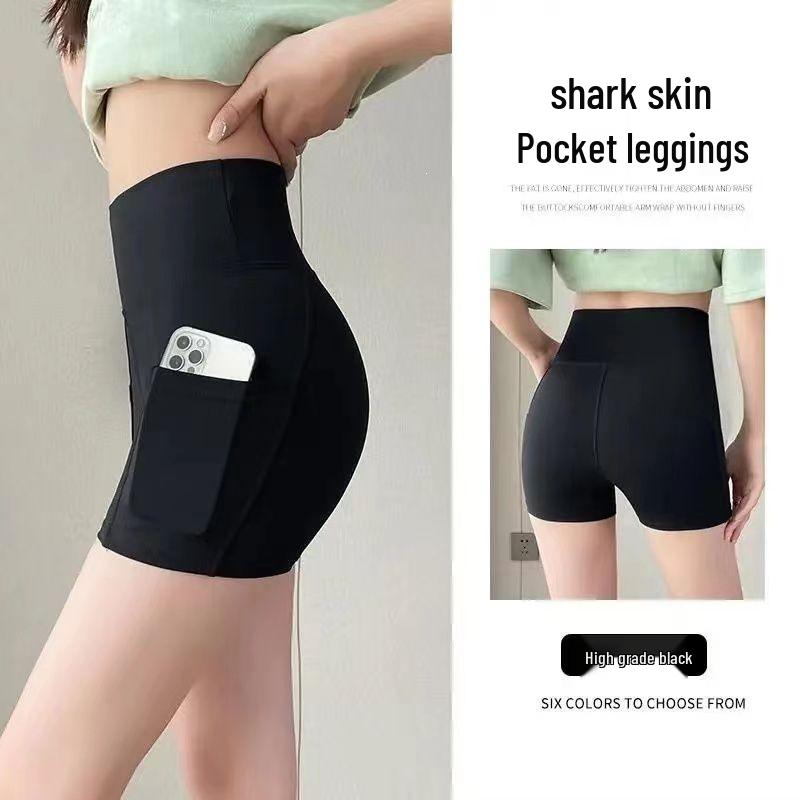 

Women s Shark Skin Yoga Pants: Summer Thin, Anti-Exposure, Tummy Control, Hip-Lifting L 50-65 kg