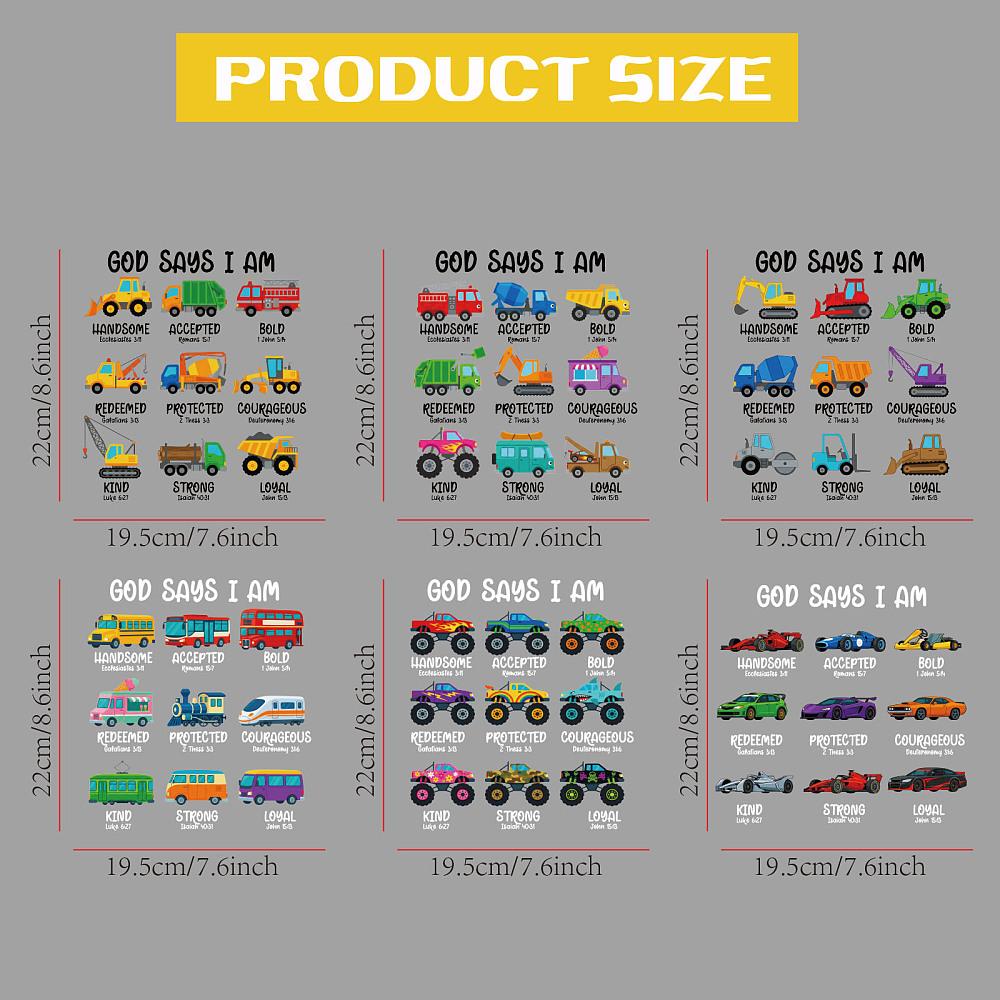 6Pcs 6 Styles Plastic Heat Transfer Film Logo Stickers Set for DIY T-Shirt Car 195x220mm 1pc/style
