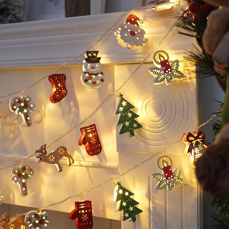 Christmas Fairy String Lights Garland Santa Claus Snowman Xmas Tree Mittens Socks Battery Operated Lights Xmas Lamp Decor