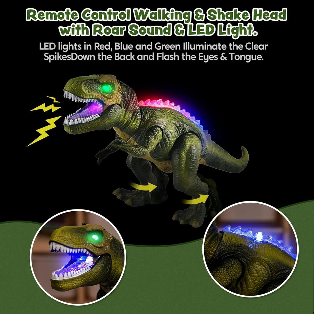 Robot Dinosaur Toy with Light & Realistic Roaring Sound, Remote Control Walking & Dancing, Kids Electronic Toy, Birthday Gift