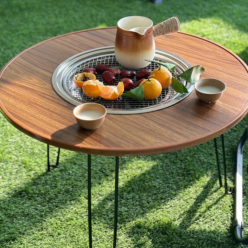 Outdoor Folding BBQ Fire Pit & Tea Table
