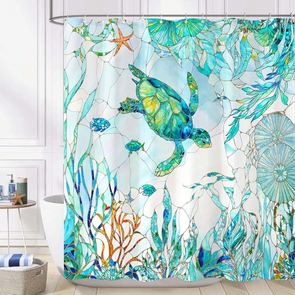 Bunte Baumblüten Duschvorhangstoff Badezimmerdekoration mit 12 Haken 180x 180cm Badewannen-Duschvorhang
