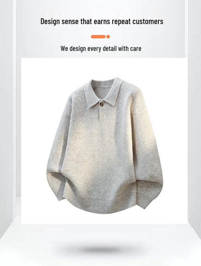 Autumn Lapel Pullover Knit Sweater