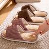 Fashion Linen Platform Slippers Women Home Soft Designer Shoes Ladies Flats New Fashion House Elegant Casual Footwear Indoor Breathable