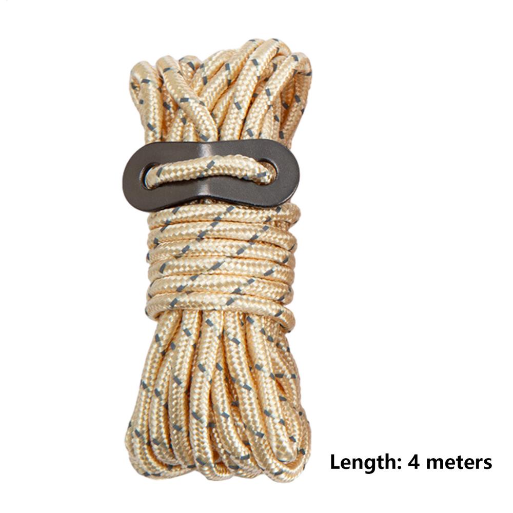 4M Outdoor Tent Cord Reflective Paracord Tent Rope Lightweight Camping Rope With Guylines Adjuster Tensioner Pouch For Tent Tarp