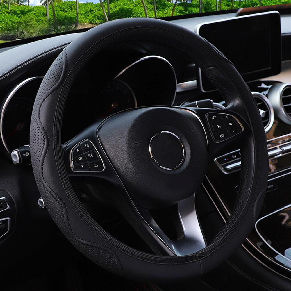 Car Steering Wheel Cover Leather Embossed Corrugated Wheel Bling Cover Steering Accessories Handle Elastic Car Car Cover D1K0