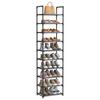 SONGMICS 10-Tier Shoe Rack, Shoe Stand, Space-Saving Shoe Storage, 45 x 28 x 173 cm, Metal Frame, Non-Woven Fabric Shelves, for Hallway, Bedroom, Grey
