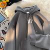 Oversize Fleece Hooded Sweatshirt Men Loose Casual Pullover American Style