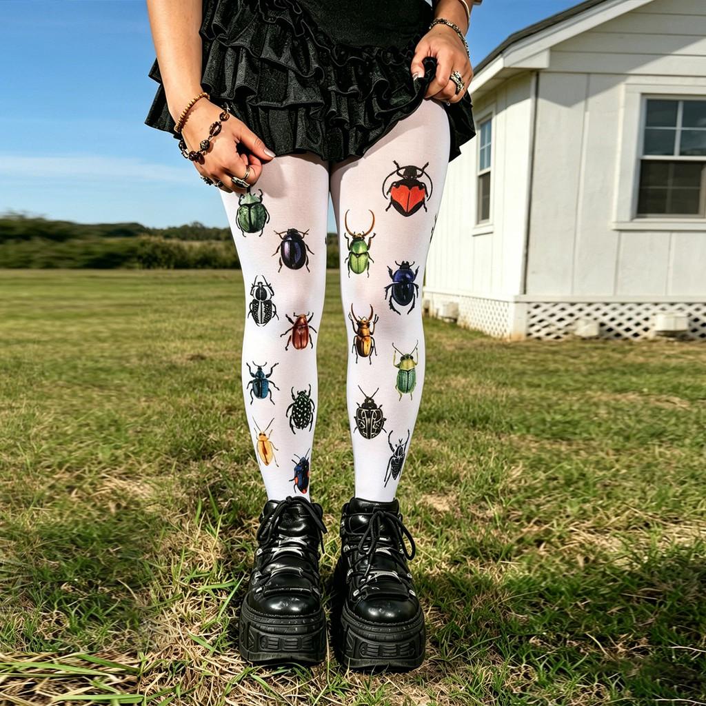 Cat Print Velvet Tights With Hip Lifting And Slimming For Casual Women