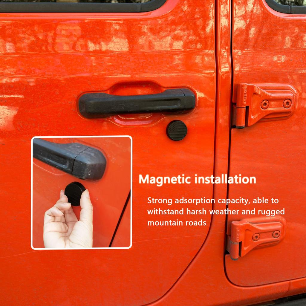Timilge Magnetic Keyhole Cover 2018-2023 Wrangler JL JT Door Lock Protector Cover Door Security Accessories (Black Flag)