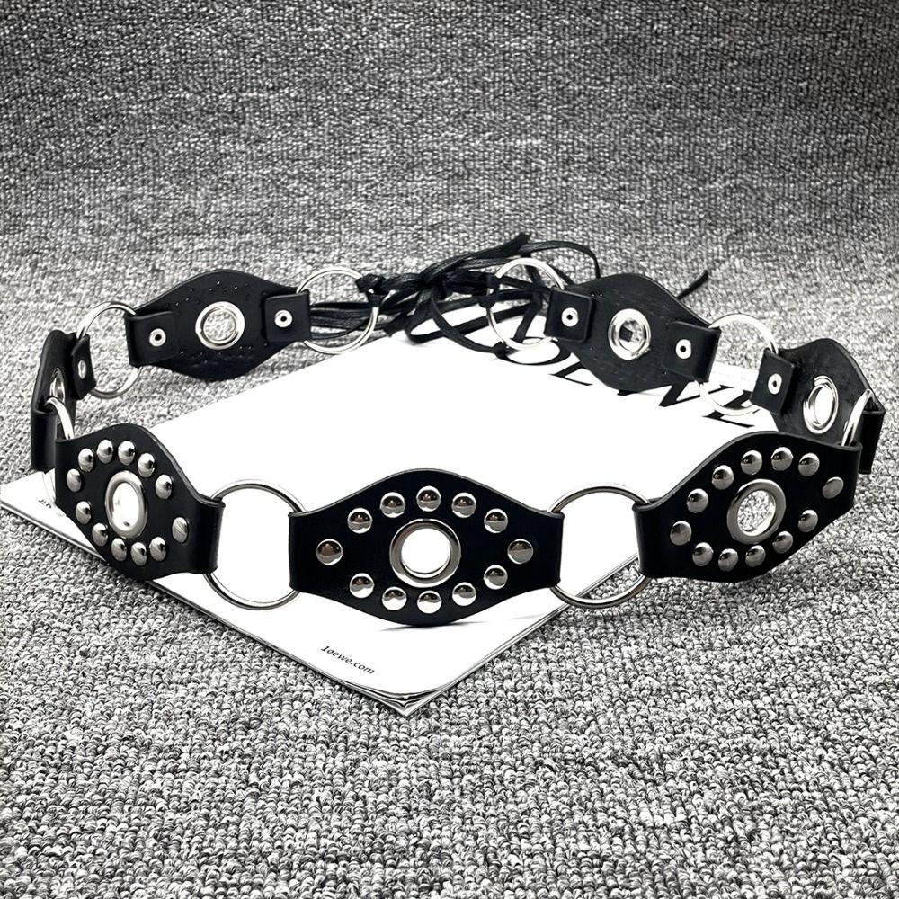 

Trouser Decoration Y2K Hollow Waistband Korean Style Pu Waistbands Female/Girls Style A