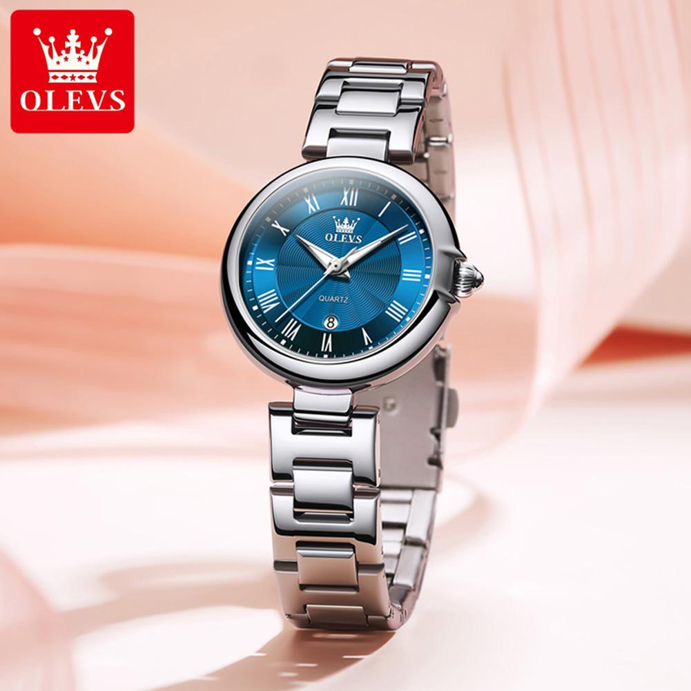 OLEVS Women's Watches Roman Scale Auto Date Exquisite Small Dial Stainless Steel Waterproof Elegant NEW Ladies' Watches