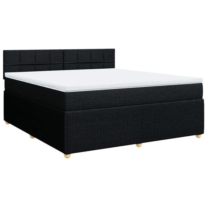 VidaXL Slat Bed Base with Mattress Black 180x200 Cm Fabric 3289837