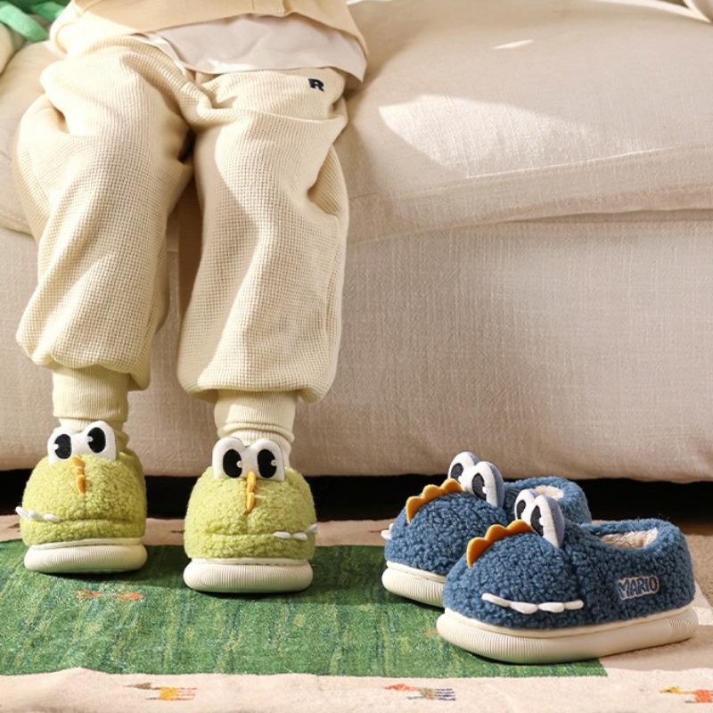 Kinder Warme und Leichte Baumwollschuhe Indoor Zuhause Fersen Hausschuhe Niedliche Dinosaurier Pelzschuhe