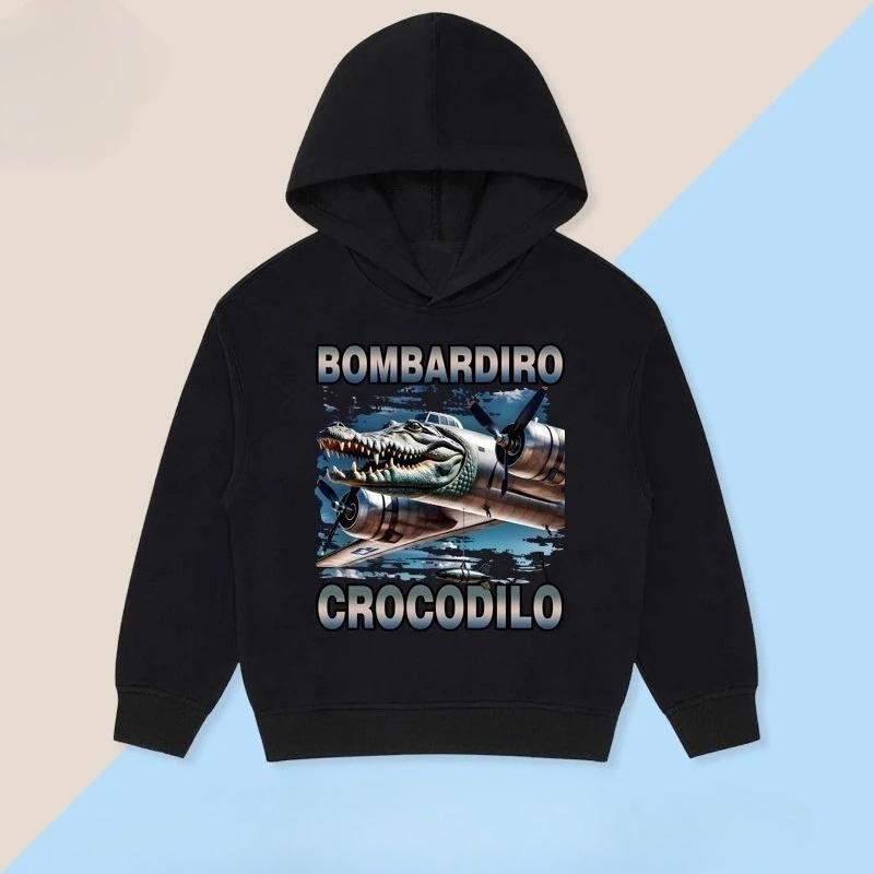Fall Winter Kids Cartoon Children Hoodie Fun Classic Mountains Seas Tung Tung Tung Sahur Print Warm Hooded Sweatshirts
