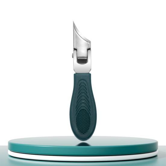Stainless Steel Nail Clipper Curved Blade Toenail Clippers for Thick Nails 3-Piece Kit with Glass File & Case Ergonomic Non-Slip Grip Nail Clippers