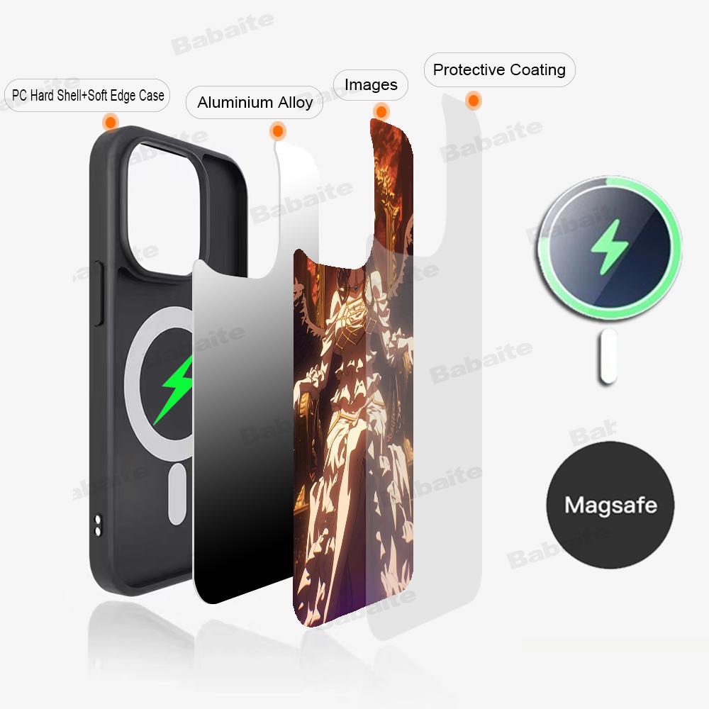 Anime Overlord Albedo Phone Case Magnetic Case For IPhone 16 14 13 12 11 15 Pro Max Plus For Magsafe Wireless Charge Cover