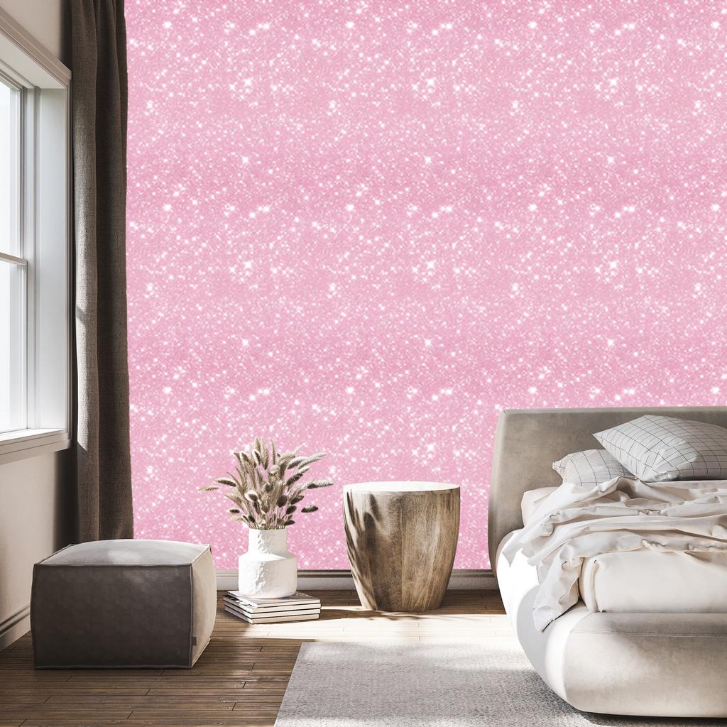 Powder pink and white glitter wallpaper, powder pink background 50x1000