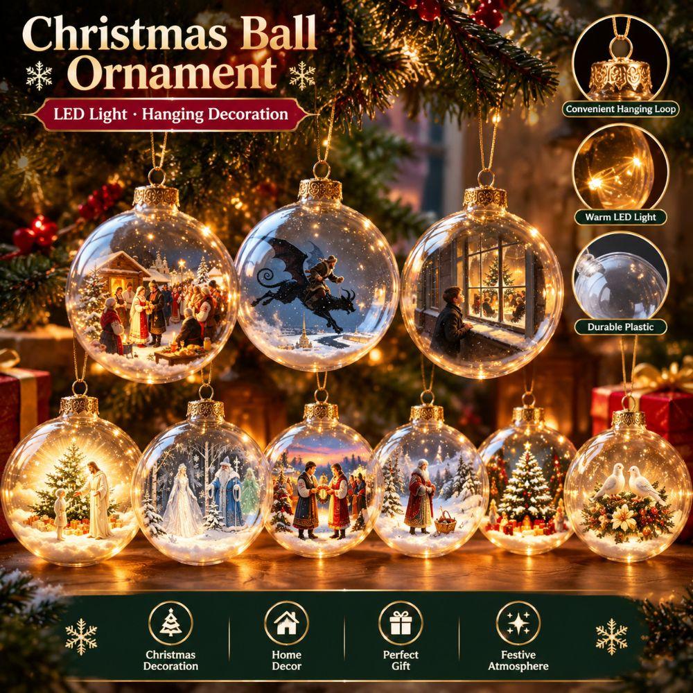 Lighted Christmas Tree Bauble Plastic Hanging Ornament New LED Light Ball Home Decor